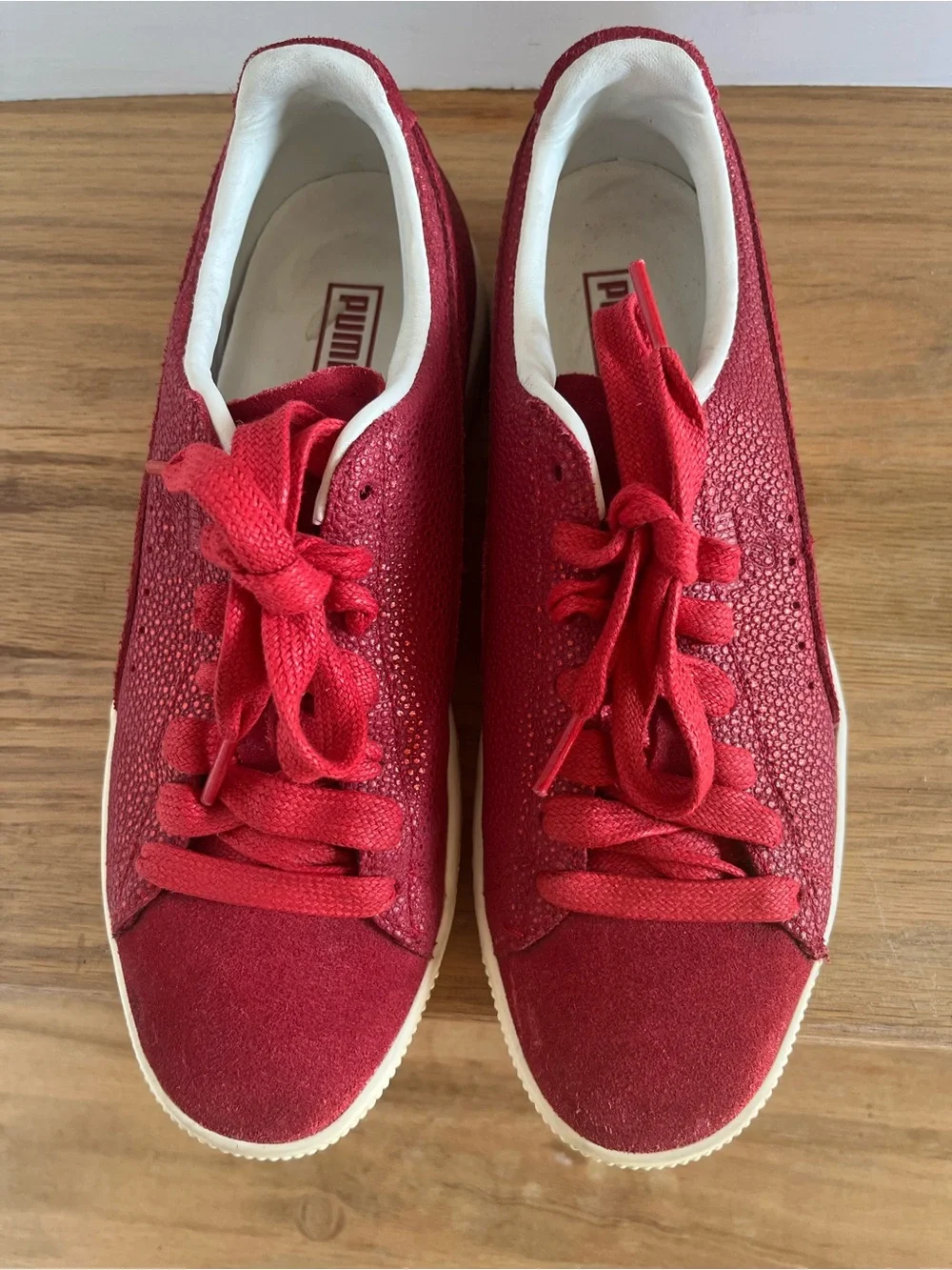Puma Women's Red Low-Top Sneakers with Textured Upper